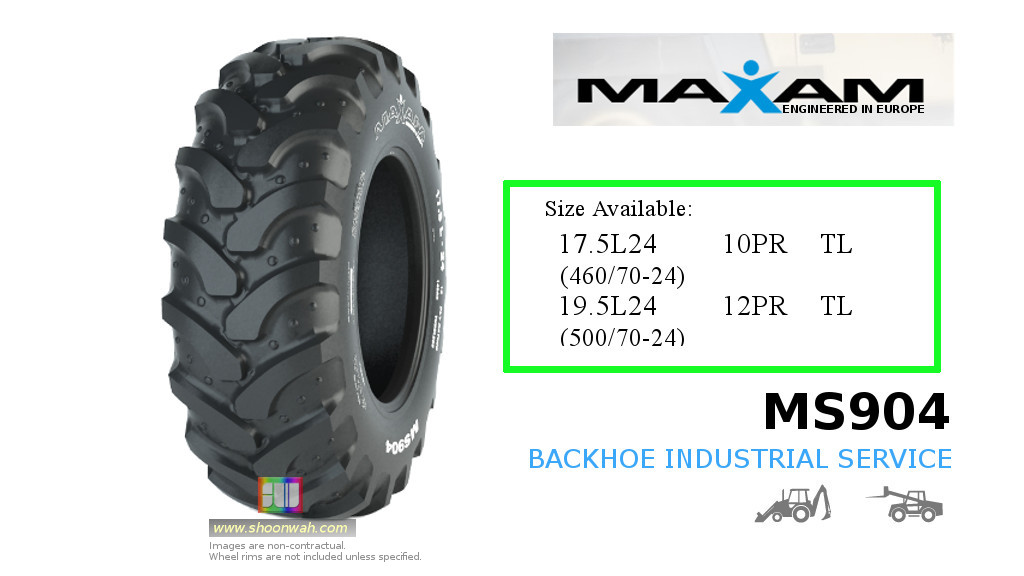 19.5L-24 (500/70-24) Maxam 12PR MS904 Industrial Backhoe Tractor Tubeless Tires